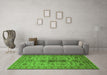 Machine Washable Oriental Green Traditional Area Rugs in a Living Room,, wshurb607grn