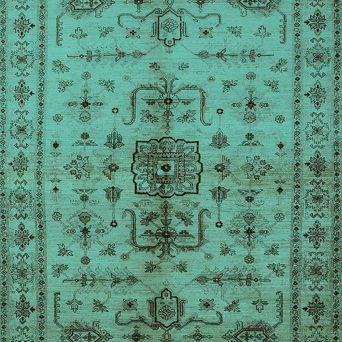 Machine Washable Oriental Turquoise Traditional Area Rugs, wshurb607turq