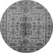 Round Machine Washable Oriental Gray Traditional Rug, wshurb607gry