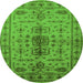 Round Oriental Green Traditional Rug, urb607grn