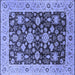 Square Machine Washable Oriental Blue Traditional Rug, wshurb608blu