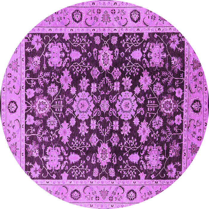 Round Oriental Purple Traditional Rug, urb608pur