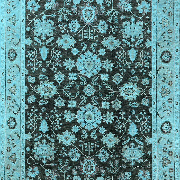 Machine Washable Oriental Light Blue Traditional Rug, wshurb608lblu