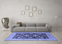 Machine Washable Oriental Blue Traditional Rug, wshurb608blu