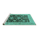 Sideview of Machine Washable Oriental Turquoise Traditional Area Rugs, wshurb608turq