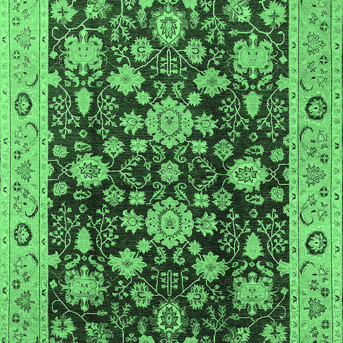 Machine Washable Oriental Emerald Green Traditional Area Rugs, wshurb608emgrn