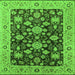 Square Machine Washable Oriental Green Traditional Area Rugs, wshurb608grn