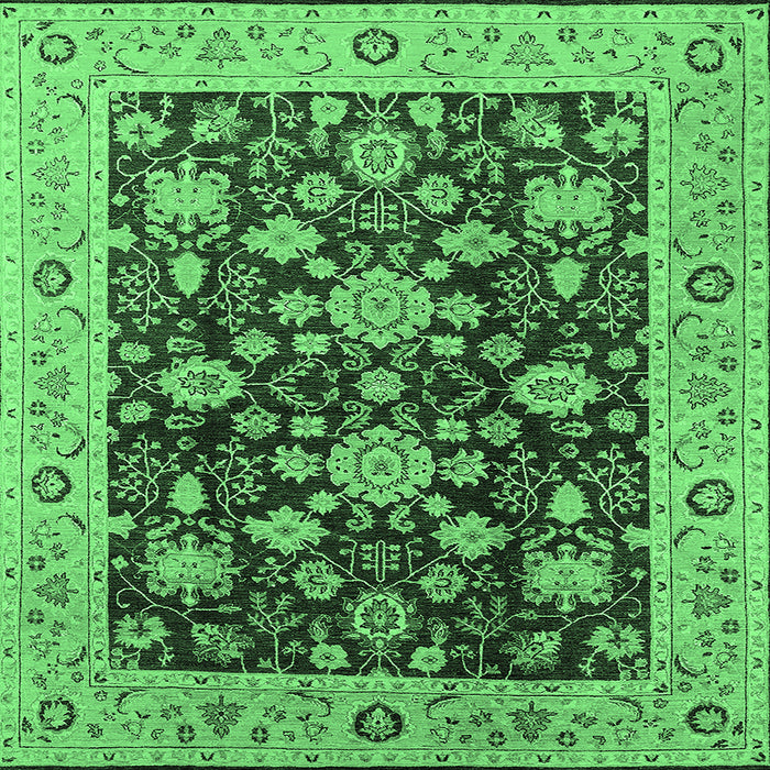 Square Oriental Emerald Green Traditional Rug, urb608emgrn