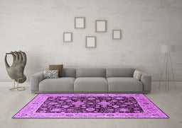Machine Washable Oriental Purple Traditional Area Rugs in a Living Room, wshurb608pur
