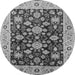 Round Machine Washable Oriental Gray Traditional Rug, wshurb608gry