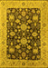 Machine Washable Oriental Yellow Traditional Rug, wshurb608yw