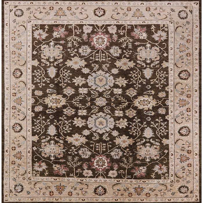 Square Mid-Century Modern Reddish Brown Oriental Rug, urb608