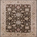Square Mid-Century Modern Reddish Brown Oriental Rug, urb608