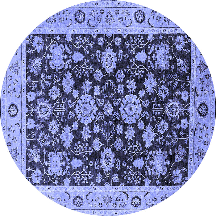 Round Oriental Blue Traditional Rug, urb608blu