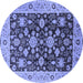 Round Oriental Blue Traditional Rug, urb608blu