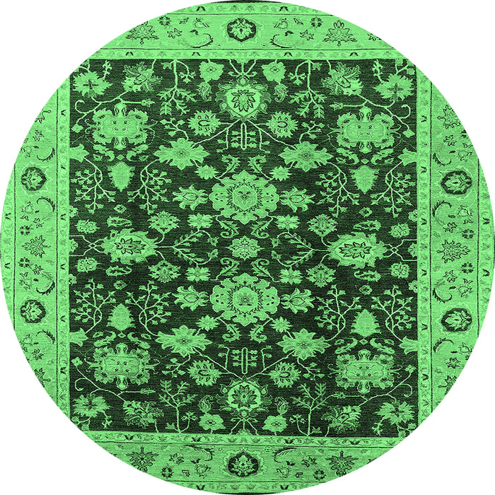 Round Oriental Emerald Green Traditional Rug, urb608emgrn