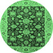 Round Oriental Emerald Green Traditional Rug, urb608emgrn