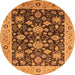 Round Machine Washable Oriental Orange Traditional Area Rugs, wshurb608org