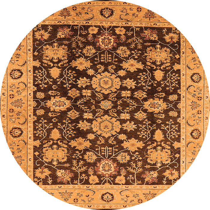 Round Oriental Orange Traditional Rug, urb608org