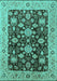 Machine Washable Oriental Turquoise Traditional Area Rugs, wshurb608turq