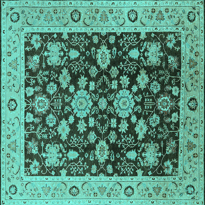Square Oriental Turquoise Traditional Rug, urb608turq