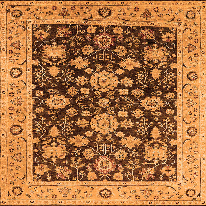Square Machine Washable Oriental Orange Traditional Area Rugs, wshurb608org