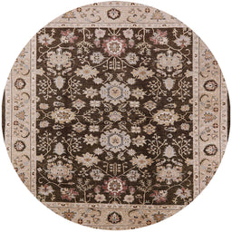 Round Machine Washable Industrial Modern Sepia Brown Rug, wshurb608