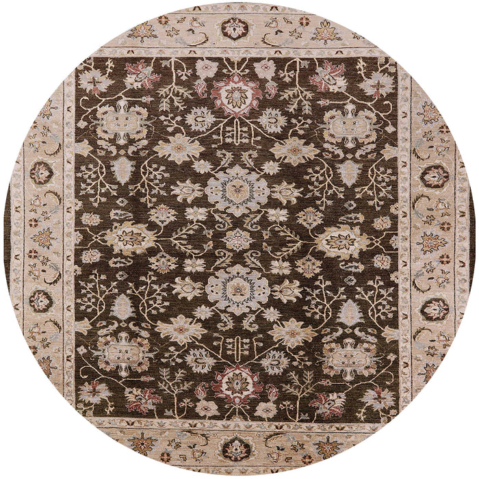Round Machine Washable Industrial Modern Sepia Brown Rug, wshurb608