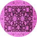 Round Oriental Pink Traditional Rug, urb608pnk