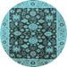 Round Oriental Light Blue Traditional Rug, urb608lblu