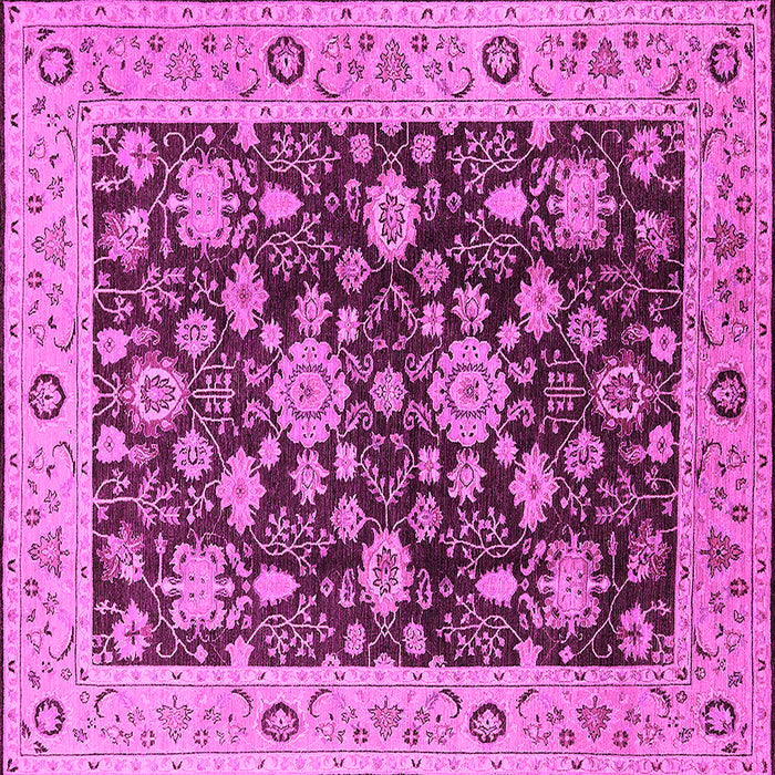Square Machine Washable Oriental Pink Traditional Rug, wshurb608pnk
