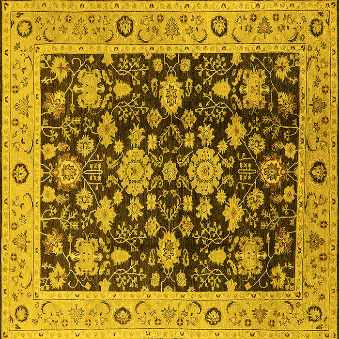 Square Oriental Yellow Traditional Rug, urb608yw