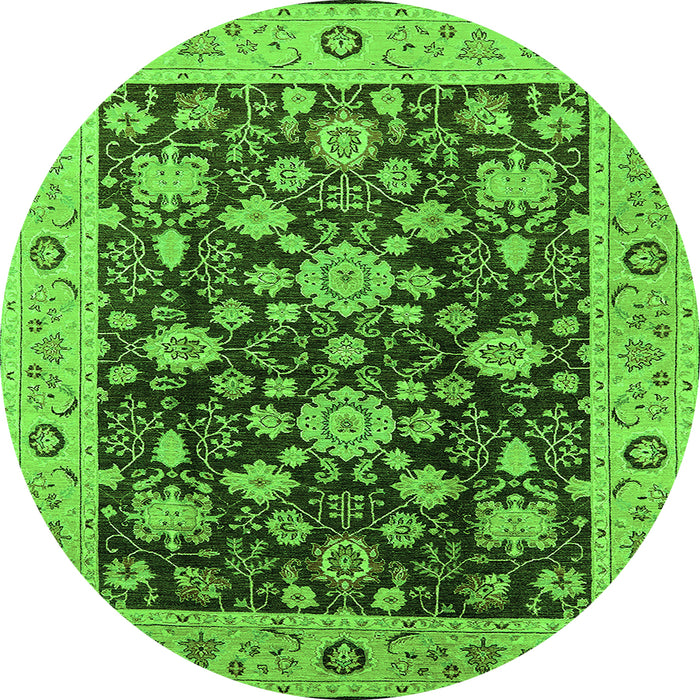 Round Oriental Green Traditional Rug, urb608grn