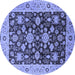 Round Machine Washable Oriental Blue Traditional Rug, wshurb608blu