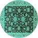 Round Oriental Turquoise Traditional Rug, urb608turq