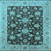 Square Machine Washable Oriental Light Blue Traditional Rug, wshurb608lblu