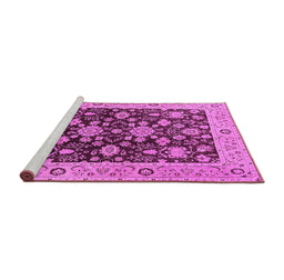 Sideview of Machine Washable Oriental Pink Traditional Rug, wshurb608pnk