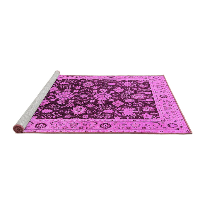Sideview of Machine Washable Oriental Pink Traditional Rug, wshurb608pnk