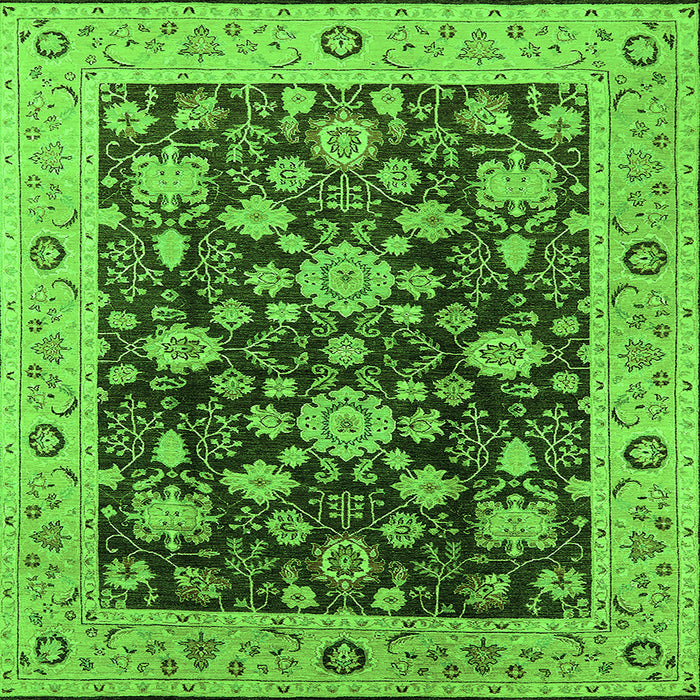 Square Oriental Green Traditional Rug, urb608grn