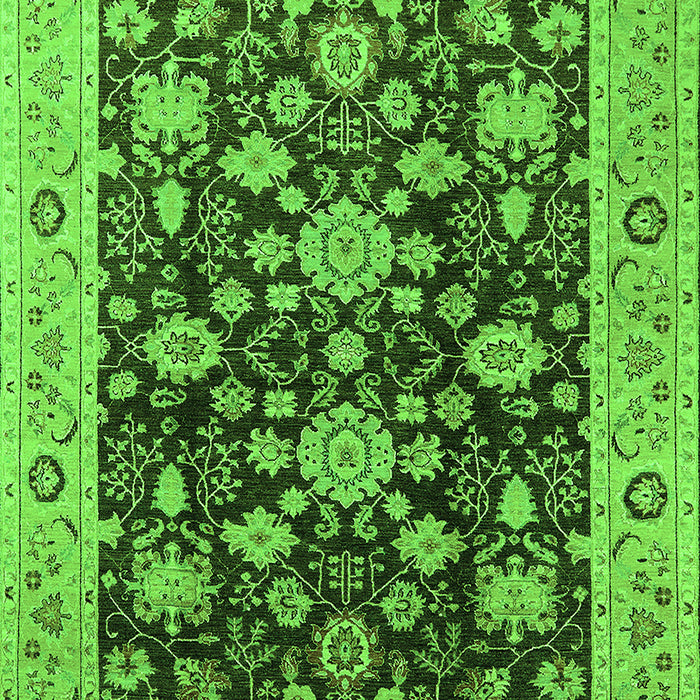 Machine Washable Oriental Green Traditional Area Rugs, wshurb608grn