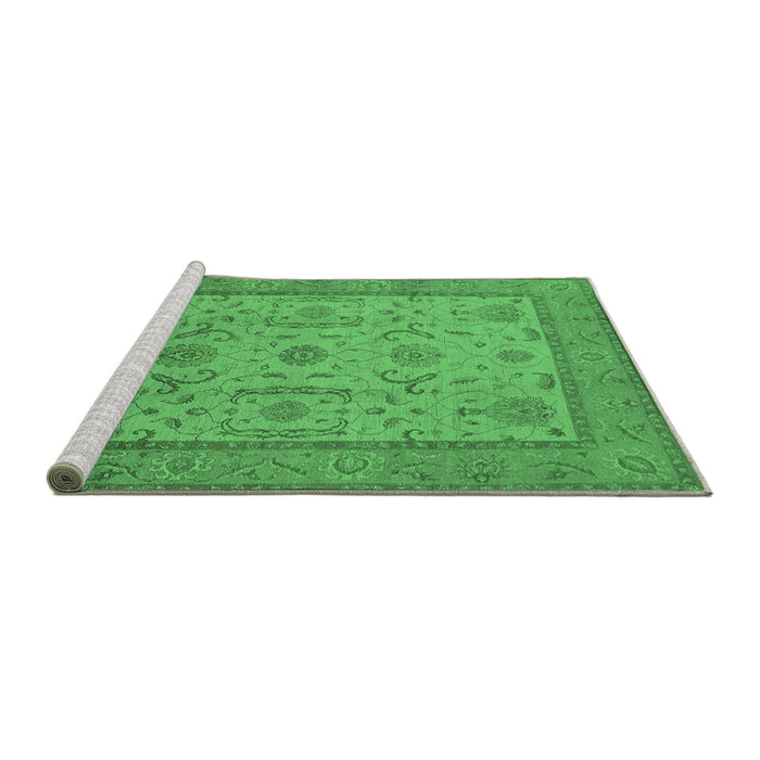 Sideview of Machine Washable Oriental Emerald Green Traditional Area Rugs, wshurb609emgrn