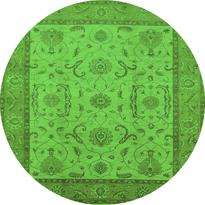 Round Oriental Green Traditional Rug, urb609grn