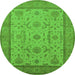 Round Oriental Green Traditional Rug, urb609grn