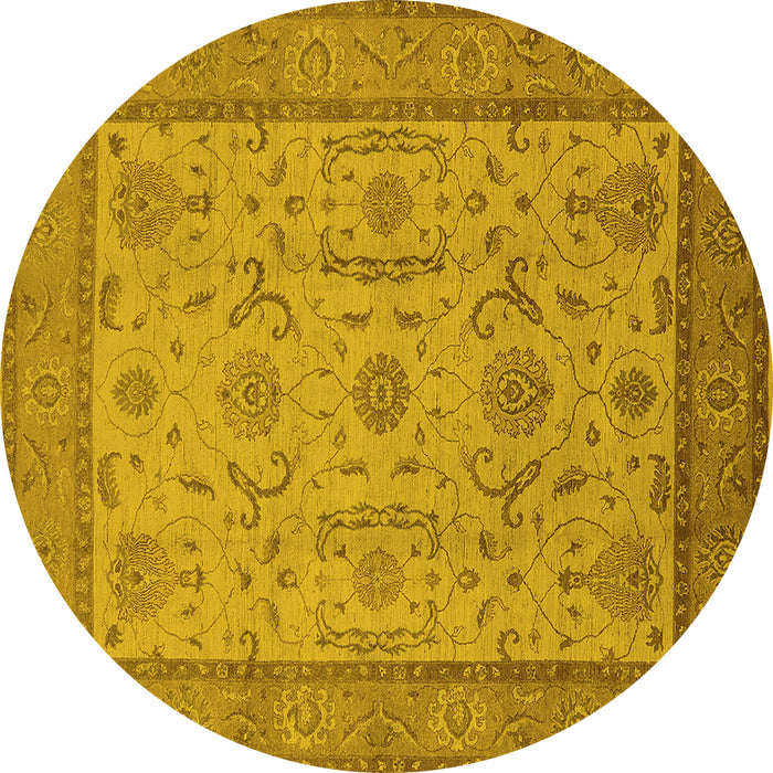 Round Oriental Yellow Traditional Rug, urb609yw