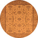 Round Machine Washable Oriental Orange Traditional Area Rugs, wshurb609org