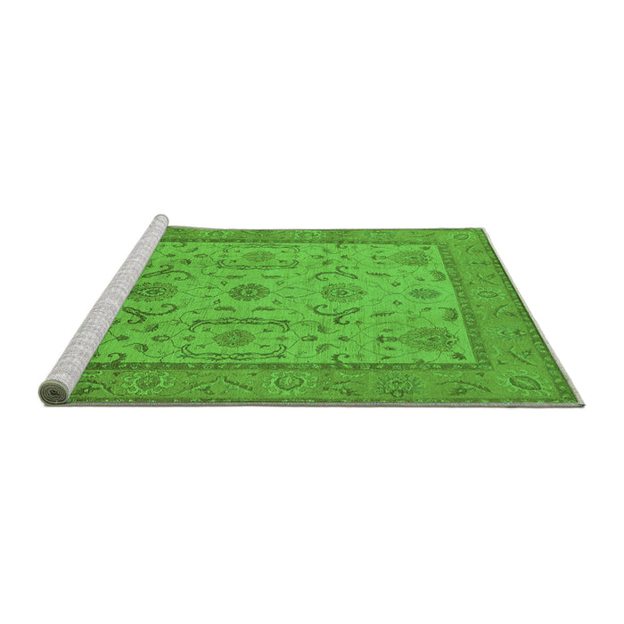 Sideview of Machine Washable Oriental Green Traditional Area Rugs, wshurb609grn