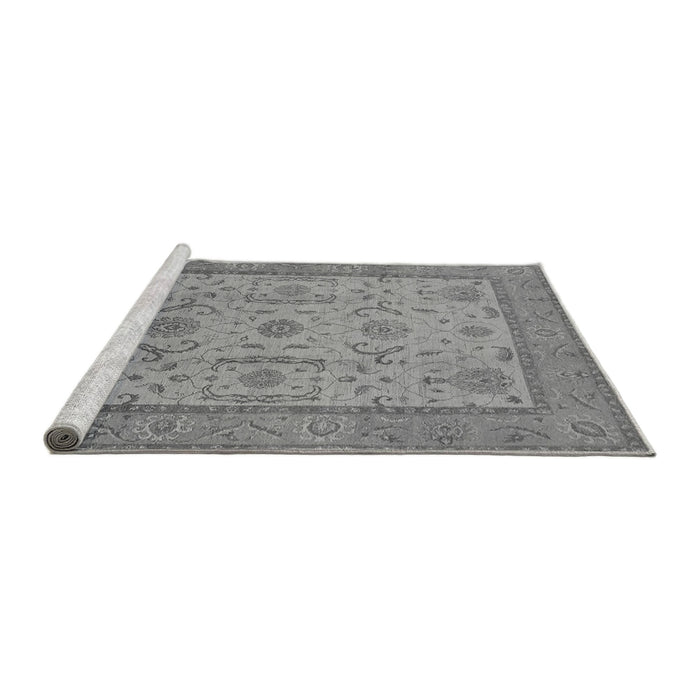Sideview of Machine Washable Oriental Gray Traditional Rug, wshurb609gry