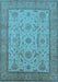 Machine Washable Oriental Light Blue Traditional Rug, wshurb609lblu