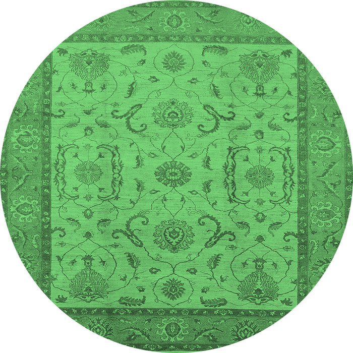 Round Oriental Emerald Green Traditional Rug, urb609emgrn