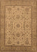 Machine Washable Oriental Brown Traditional Rug, wshurb609brn